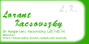 lorant kacsovszky business card